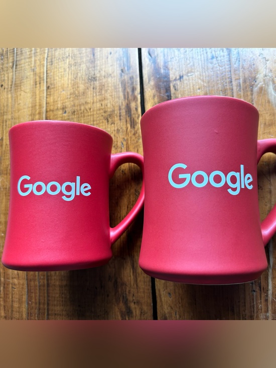 Other - Google 2 Red Ceramic Coffee Mugs Employee Promotion 1 NWT / 1 Used twice.